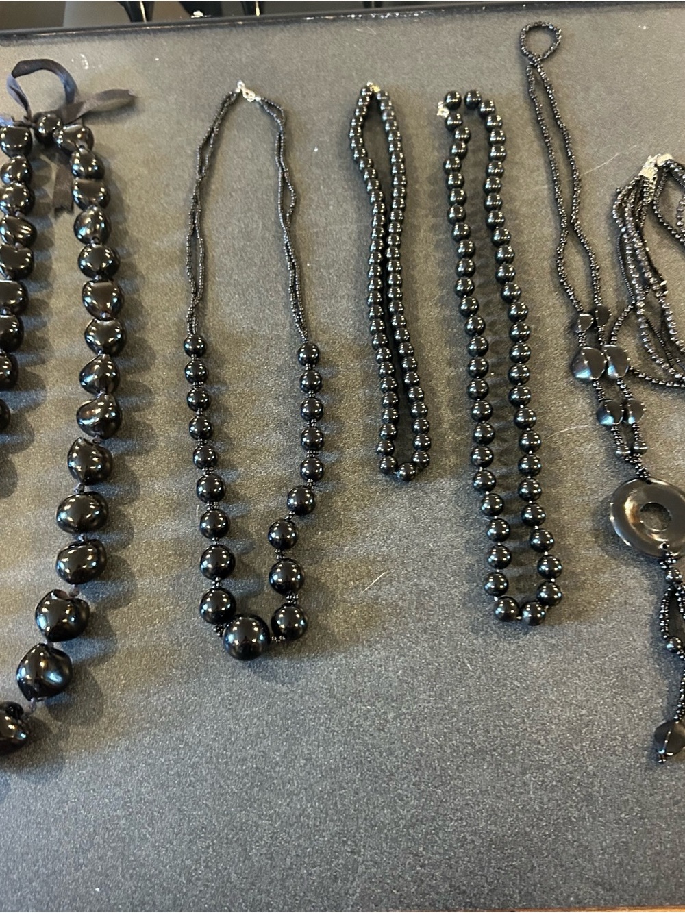 Six Elegant Black Beaded Women's Necklaces- Classic Everyday Style